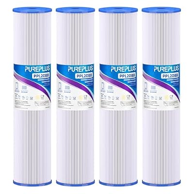 PUREPLUS 30 Micron 20" x 4.5" Whole House Pleated Sediment Filter for Well Water, Replacement Cartridge for ECP20-20BB, AP810-2, SPC-45-2020, R30-20BB, HDC3001, ECP5-20BB, 4Pack
