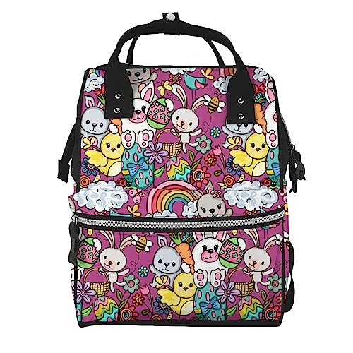 Sac à langer mode imprimé lapins colorés pour parents actifs