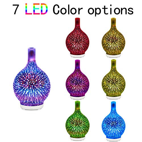 100Ml Aroma Diffuser 3D Ultraschall Glas 7 Farben LED Diffusoren Für Ätherische Öle, Luftbefeuchter, Vernebler Duftlampe Öle Diffusor Mit Wasserlose