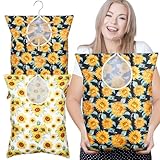 Wowangce 2 Pcs Extra large 20 x 16 Inch Clothespin Bag with Hanging Hook Clothes Pin Holder Waterproof Clothes Pin Hanging Bag Clothespin Storage Organizer with Large Opening(Sunflower)