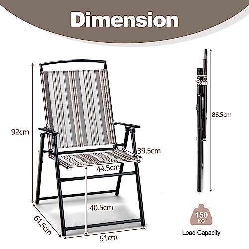 Chaises de jardin pliables à dossier haut et finition rayée élégante