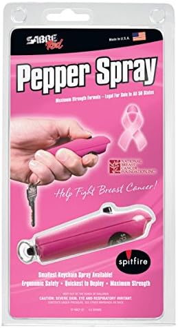 SABRE Red Pepper Spray - Police Strength - Spitfire- Most Advanced, Compact & Fastest-Deploying Key Ring Spray with Refillable Case