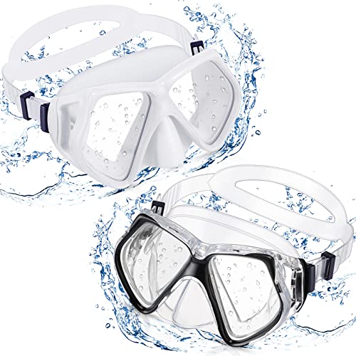 Weewooday 2 Pcs Adults Swim Goggles with Nose Cover Black, White