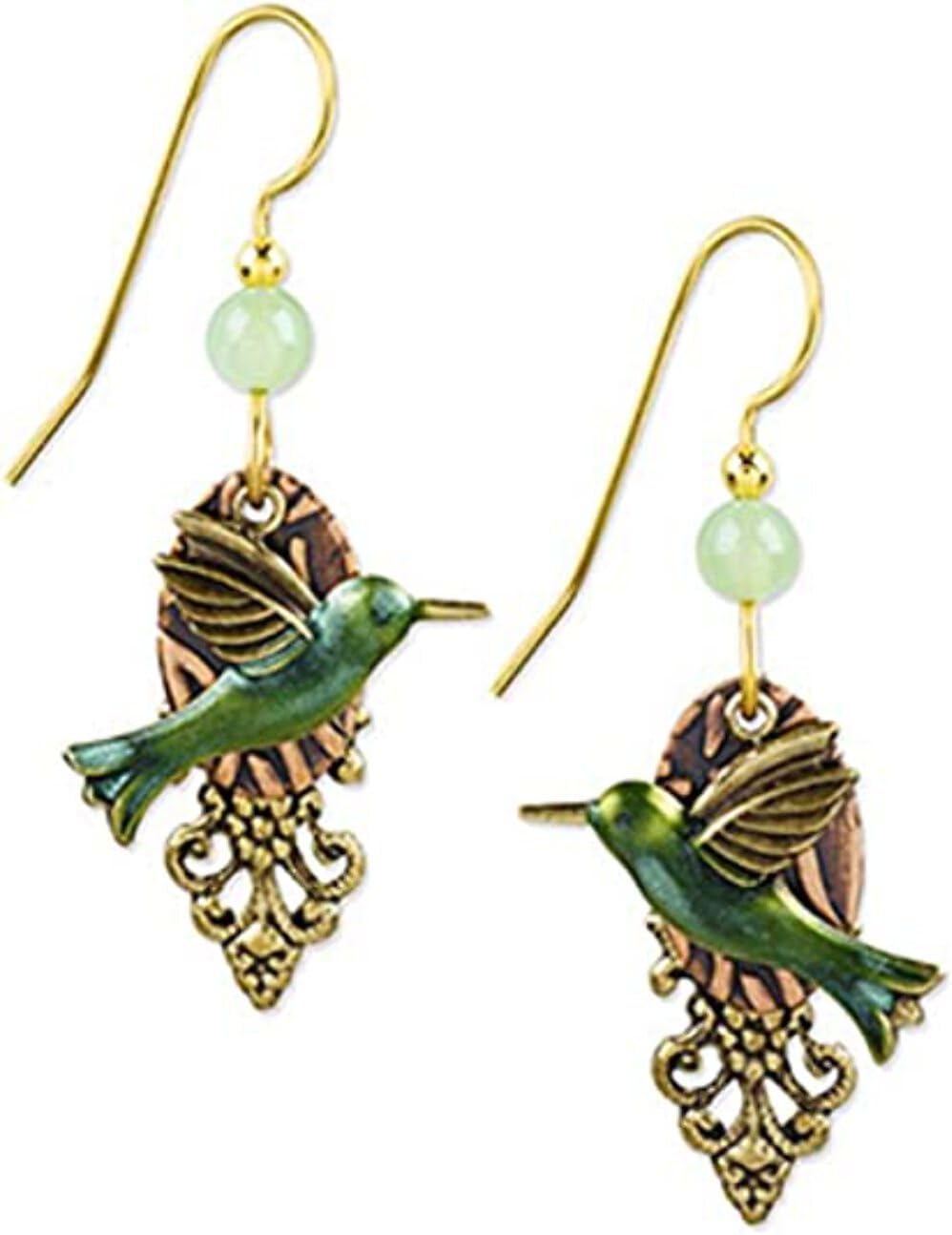 Silver Forest Hummingbird Dangle Earrings One Size