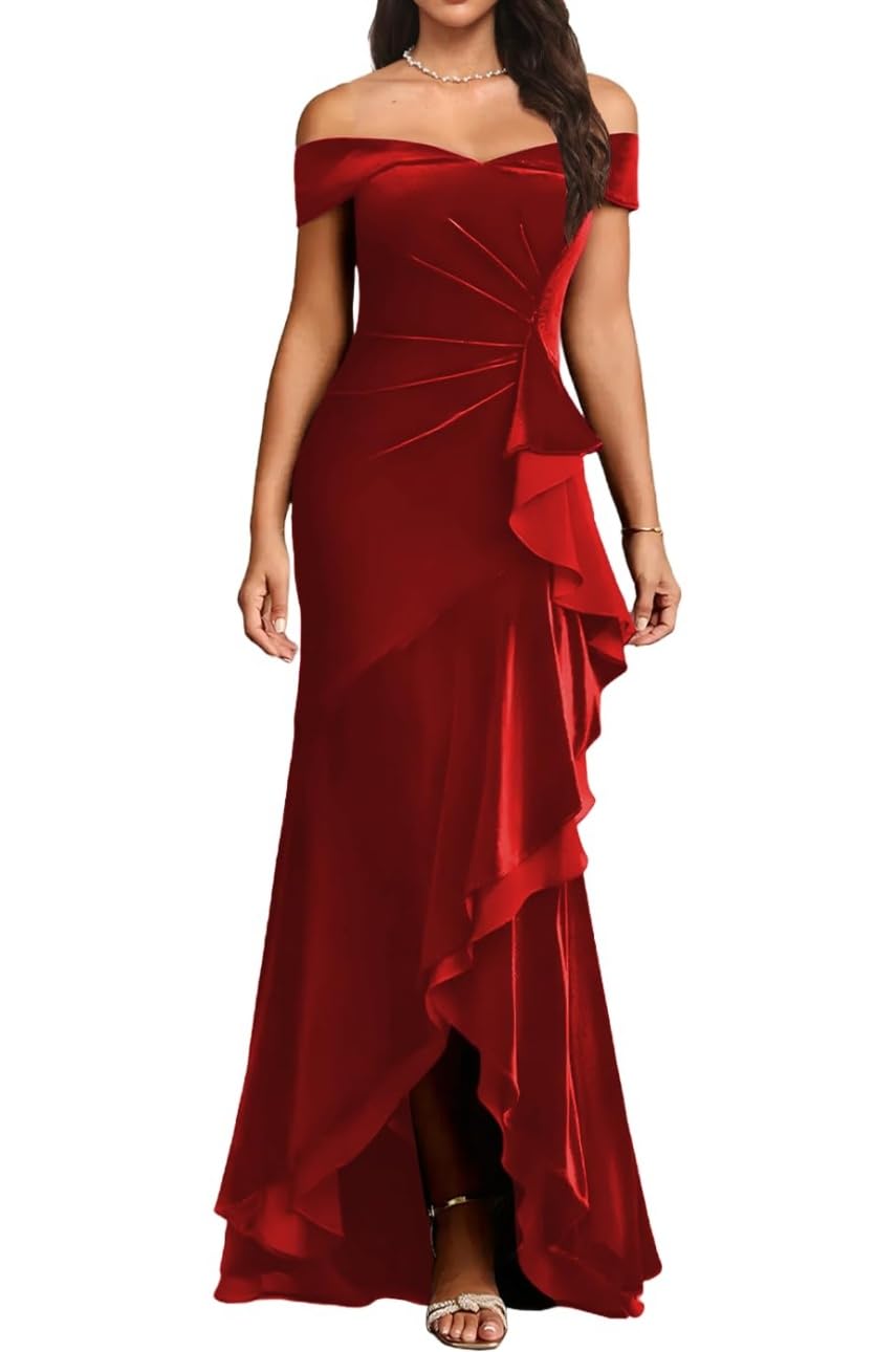 Robe de soirée en velours sirène WQL079 pour sculpter la silhouette - 8