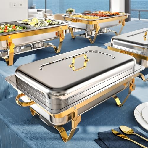 9Qt 4 Pack [Multiple Food Pans Combo] Chafing Dishes for Buffet |...
