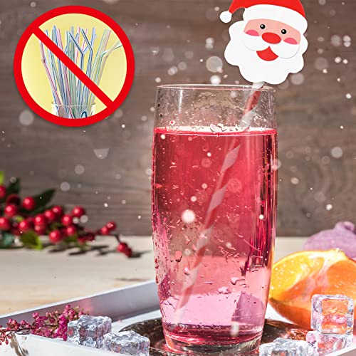 Whaline Christmas Paper Straws 60Pcs Foil Red Striped Drinking Straws Santa Claus Disposable Straw With Glue Point For Xmas Beverage Cocktail Birthday Christmas Home Party Supplies #TOP2