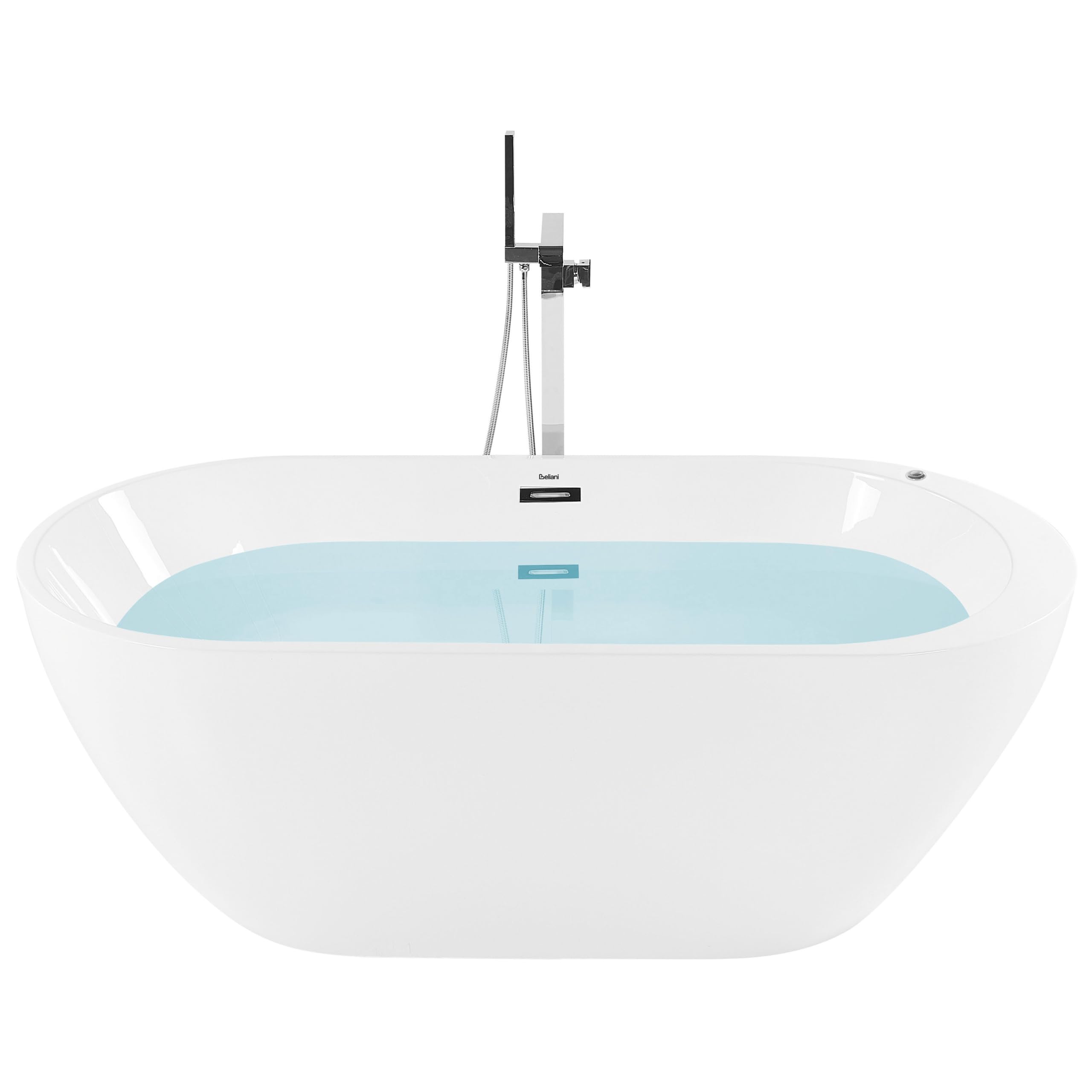 Vasca da Bagno Freestanding Idromassaggio con Luci LED Bianca 170 cm