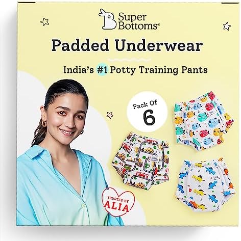 superbottoms Padded Underwear | Waterproof Pull up Underwear | Potty Training Pants for Babies | Pull up Unisex Trainers| Padded Underwear for Toddler | Size 1 (1-2 Years), Striking Whites