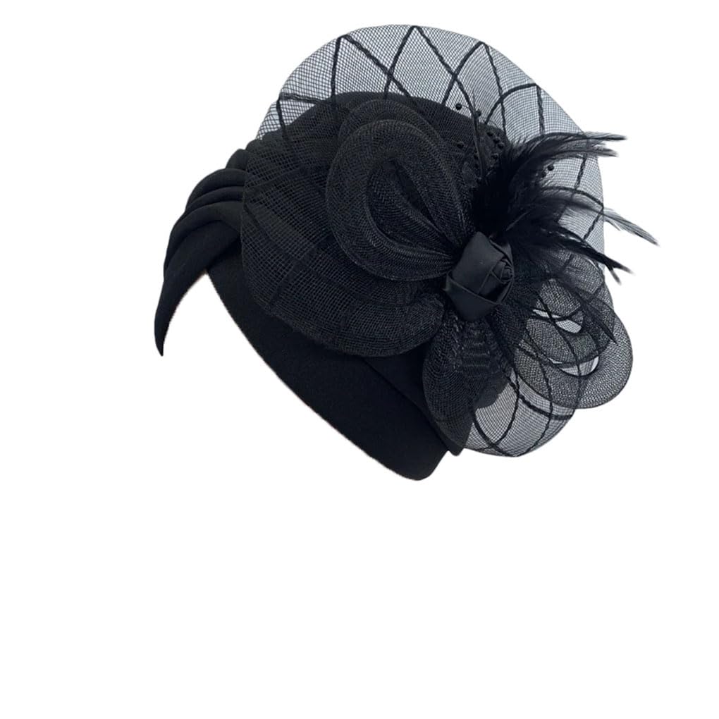 Turban mit Federn und Blumen, für Damen, muslimisches Kopftuch, Mützen, Hochzeit, Party, Kopfbedeckung, Turbante, afrikanische Kopfbedeckung