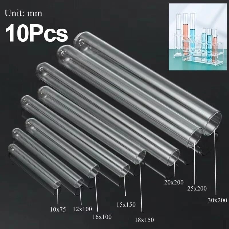 10 Stück Reagenzgläser aus Borosilikat – U-förmiger Boden, 10–30 mm, Laborqualität, hitzebeständig(18 mmx150 mm)