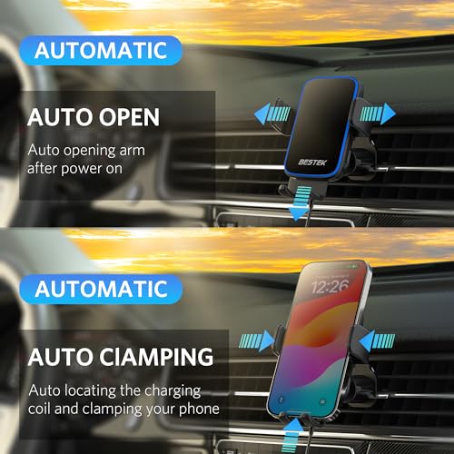 Carregador de carro sem fio, BESTEK 15 W, carregamento rápido, suporte de telefone automotivo com ca