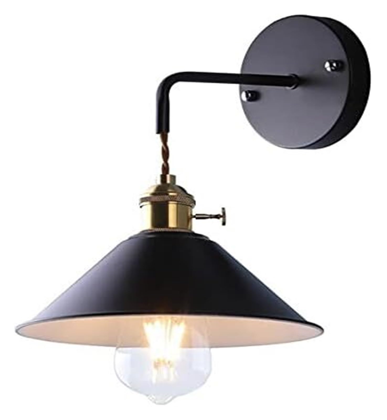 JKJZSALJ Style Metal Wall Lamp E27 Sconce Lights Edison Copper Holder Aisle Wall Lamps Lighting Fixture Adjustable Wall Lights, Modern,White,Black