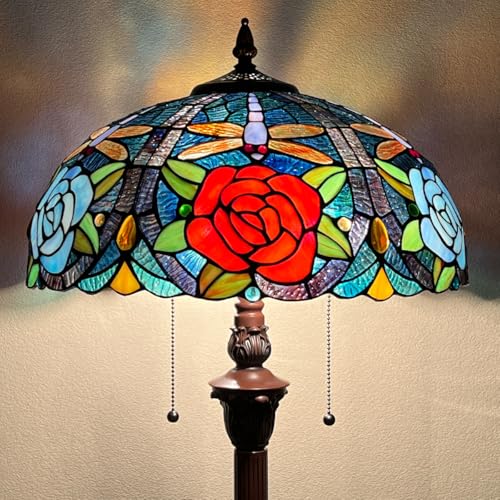 COTOSS Tiffany Lamp Antique Style Stained Glass Floor Lamp for Living Room