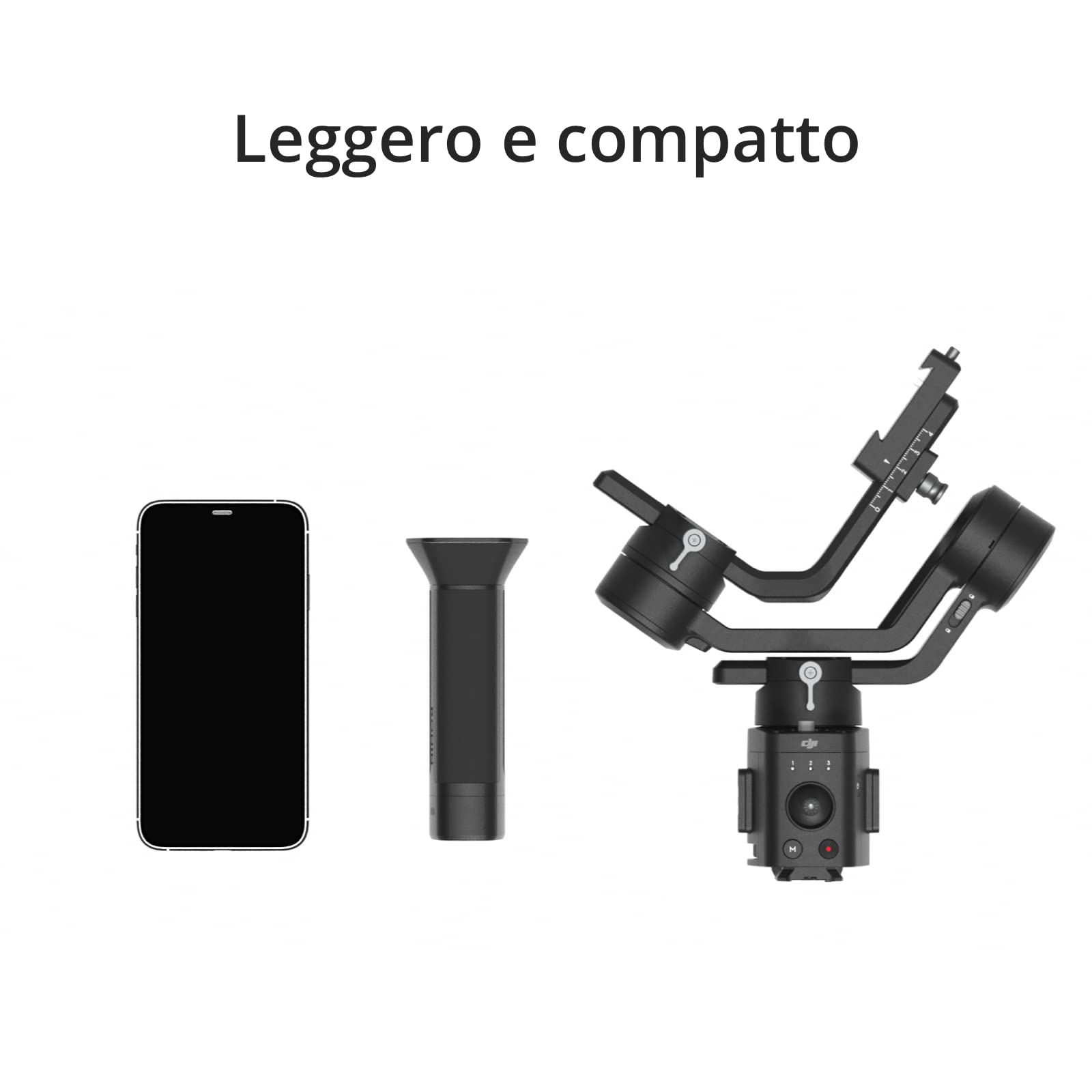 DJI Ronin-SC Stabilizzatore Professionale Portatile a 3 Assi, per Fotocamera Mirrorless, Leggero, Compatto, fino a 2 kg di Peso, Compatibile con Nikon, Canon, Panasonic, Fujifilm