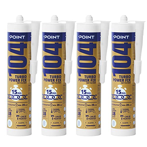 Pegamento de montaje híbrido [4 x 290 ml] - Adhesivo de secado rápido extra fuerte - Adhesivo universal - Pegamento de fuerza extra fuerte resistente al agua se puede pintar - Pegamento para vidrio