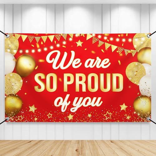 KatchOn, Red We are So Proud of You Banner - XtraLarge, 72x44 Inch | Graduation Banner, Graduation Decorations 2026 | Graduation Backdrop 2026 for Graduation Decorations Class of 2026 Red and Gold