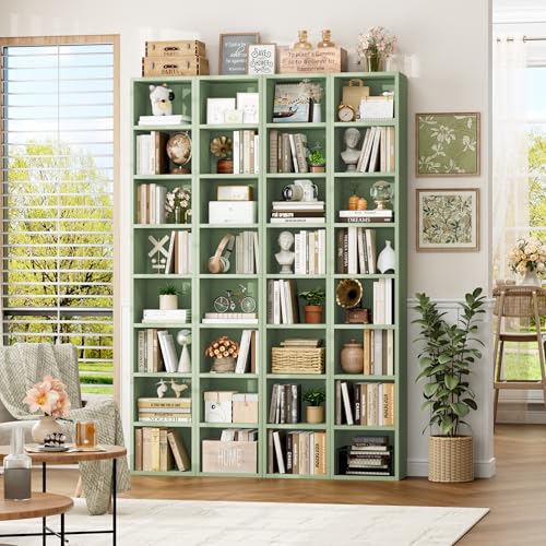 FOTOSOK 8-Tier Media Tower Rack, 11.6 X 9.3 X 70.9 Inches CD DVD Slim Storage Cabinet with Adjustable Shelves, Tall Narrow Bookcase Display Bookshelf for Home Office, Green FOTOSOK 8-Tier Media Tower Rack, 11.6 X 9.3 X 70.9 Inches CD DVD Slim Storage Cabinet with Adjustable Shelves, Tall Narrow Bookcase Display Bookshelf for Home Office, Green