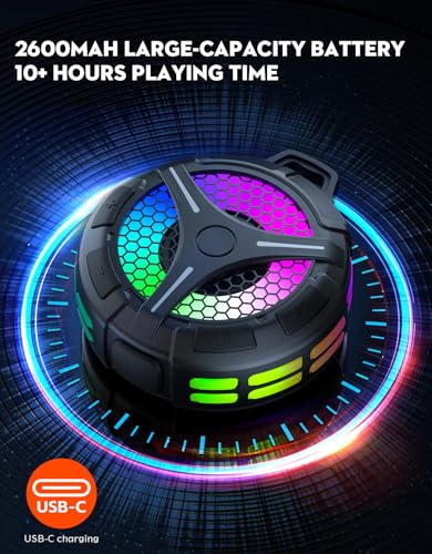 Haut-Parleur de Douche Bluetooth étanche IPX7, Haut-parleurs Portables sans Fil, Basses stéréo, lumières RVB, Son Surround 360°, véritable stéréo sans Fil, Son Clair 15 W, Microphone intégré pour – Image 4