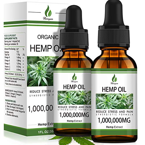 2 Packs Hemyum Organic Hemp Oil Drop 1,000,000MG - Relieve Stress & Anxiety - Anti-Inflammatory - Reduce Insomnia, 100% Natural Ingredients - Rich in Omega 3-6-9, Non-GMO - Cold Press Extraction