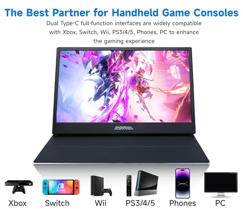 Image of 15.6 inch Portable Monitor, 1080P FHD IPS USB-C /HDMI Display, Ultra-Slim Second Screen for Laptop /Phone /PS5 /Xbox, Plug & Play Travel Monitor