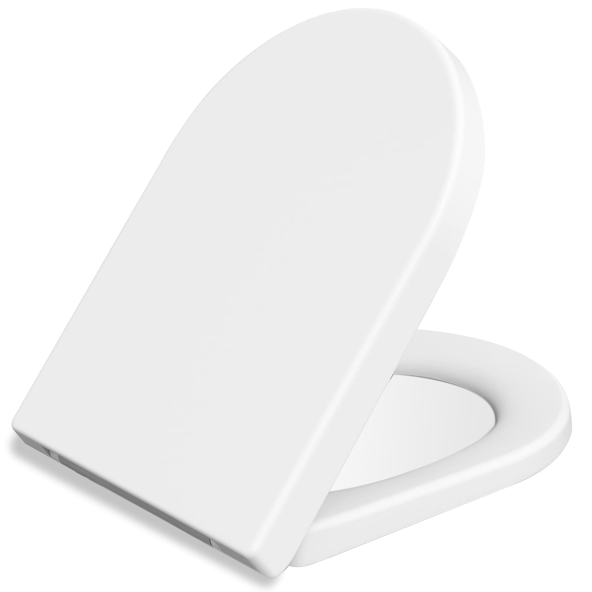 Mass Dynamic D-Shaped Toilet Seat - Soft Close Functionality with Dual-Button Quick Release for Effortless Cleaning - Adjustable Hinges with Top Fixings (White) - Pack of 8