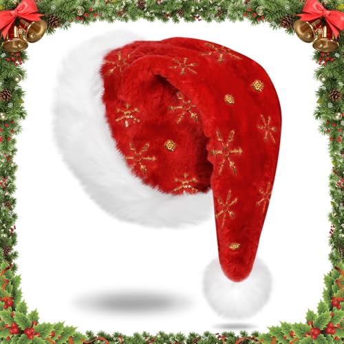 Byfoyif Weihnachtsmütze Für Erwachsene, Luxus Weihnachtsmann Mütze...