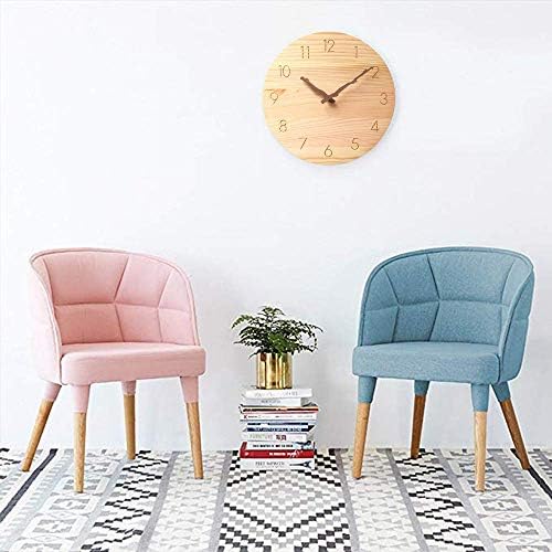 JUSTUP Wooden Wall Clock,10 in Country Style Silent Non-Ticking Wall Clock with Battery Operated Big Numbers for Kids Living Room Bedroom Kitchen School Office Decor(A)