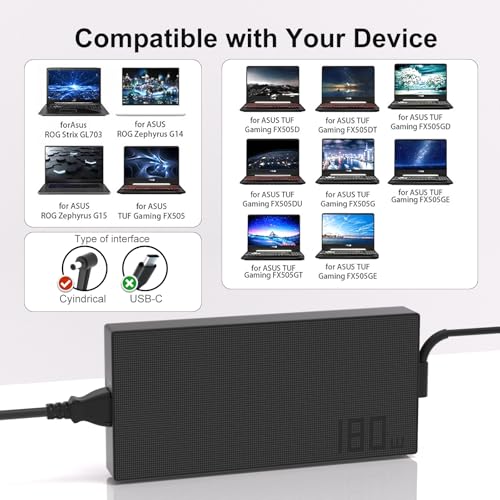 180W AC Power Adapter 6.0 x 3.7mm tip Laptop Charger for ASUS ROG Zephyrus - image 6
