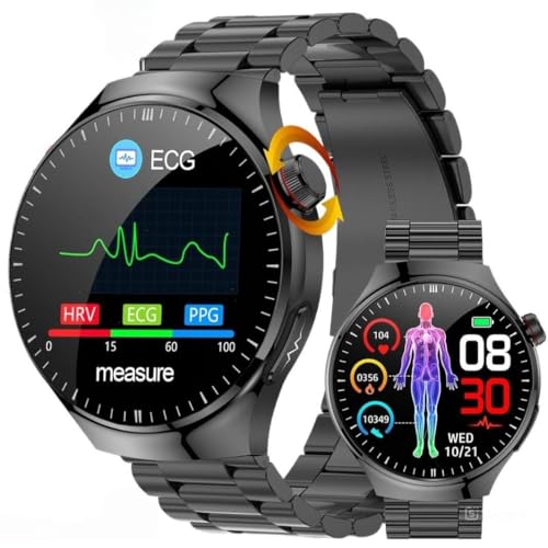 ECG + HRV Smart Watch for Men Women with BMI/Heart rate Fatigue/Body Temperature/Sleep Monitor-1.43" AMOLED IP68 Waterproof Smartwatch with Phone, SOS, Health & Fitness Smartwatch for iOS Android