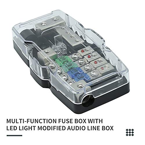 4-Way Car Audio Stereo With Ground Mini Anl Fuse Box Holder Distribution Blocks 0/4Ga Fuses Holder 30A 60A 80Amp, Led Indicator #TOP3