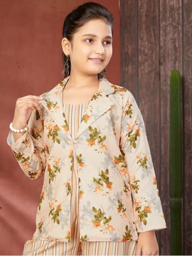 Image of Aarika Girls Lemon Colour Floral Print Cotton Co-ord Set