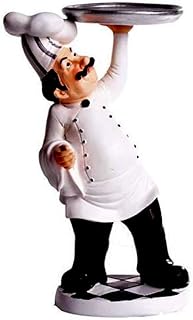 French Decorative Chef Figurine Ornaments - 3D Resin Home Decoration with Tray for Gourmet Kitchen Decorations & Collectible Housewarming Gifts