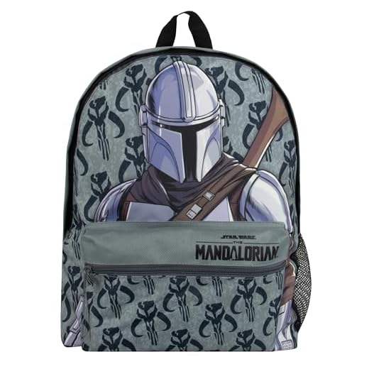 Star Wars Mochila Mochila Escolar Niño Mandalorian | Mochila Para Niño | Mochila Niños | One Size Gris