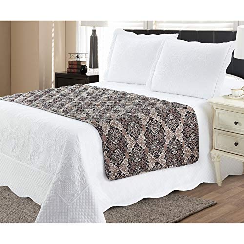 Misc Bed Runner Protector Damask Taupe - Full/Queen Black Casual Microfiber 1 Piece #TOP16