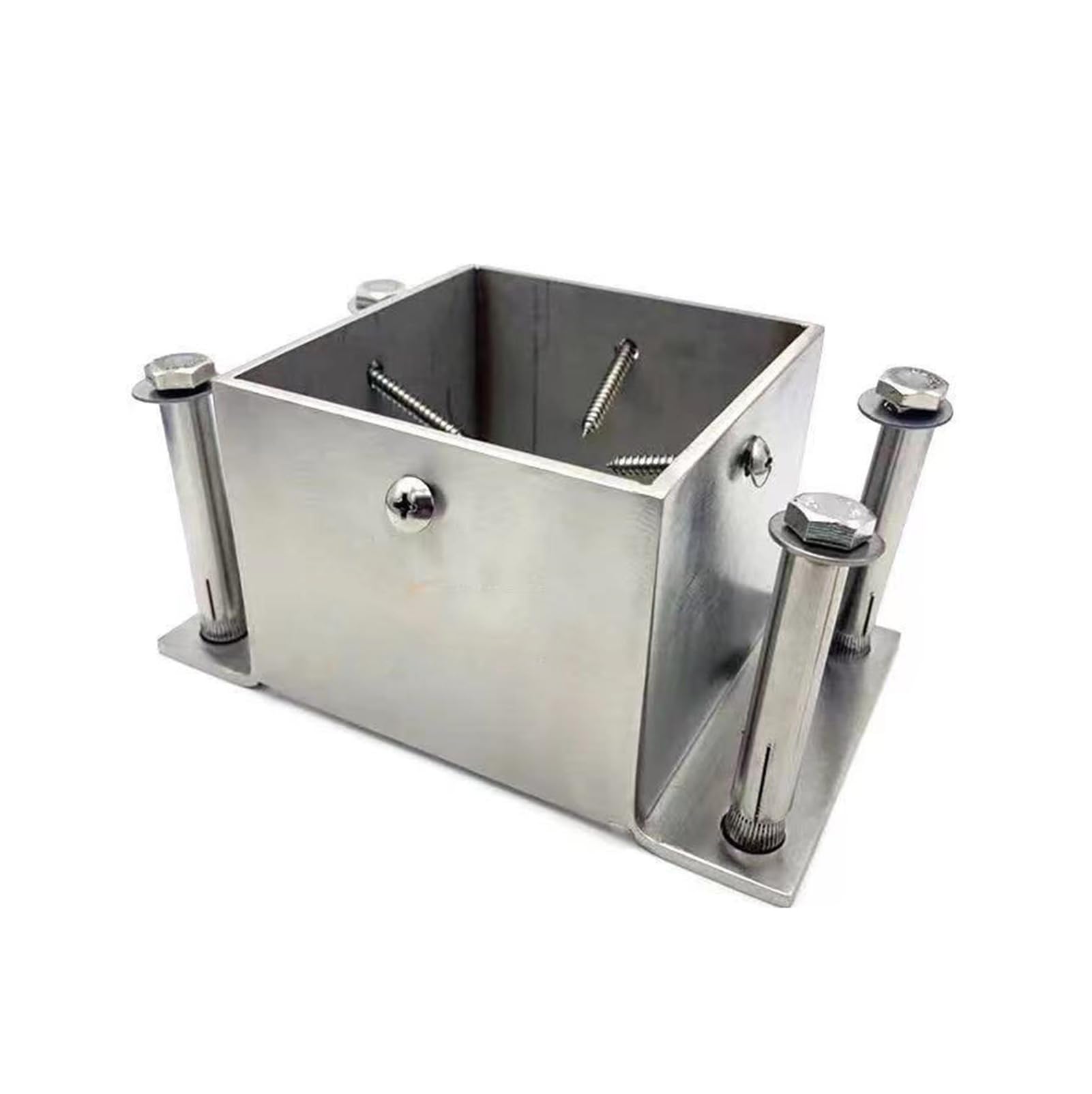 Base de anclaje de poste de metal resistente con tornillos para un soporte resistente en barandilla de porche, pérgola y soportes estructurales