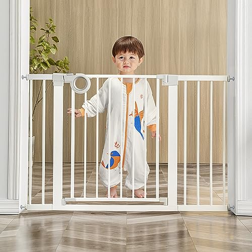 Barrière escalier rétractable blanche pour protéger bébé dans toute la maison