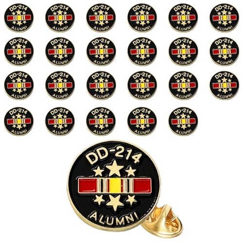 DD214 Lapel Pins, Soft Enamel Veteran Pins, US Military Pins, Retirement Gifts for Men and Women, Perfect for Military Alumni & Service Ribbon (24Pcs)