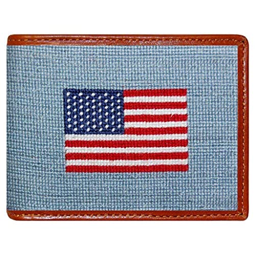 American Flag Needlepoint Wallet in Antique Blue by Smathers & Branson