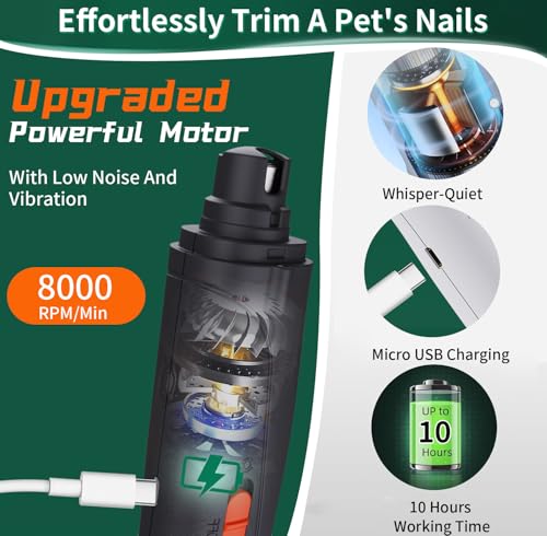 CATPICK 2-in-1 Dog Nail Grinder & Dog Nail Clippers Trimmers for Large Medium Small Dogs Cats Pets Claw Trimmer Quick Sensor and Safety Guard USB Rechargeable with 2 LED Lights (Black) - Thumbnail 7
