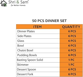 Shri & Sam Stainless Steel Shagun Dinner Set (50 Pcs Set)