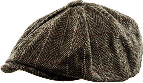 KBW-310 BRN L/XL Ascot Ivy Button Newsboy Hat Applejack Wool Blend Hat