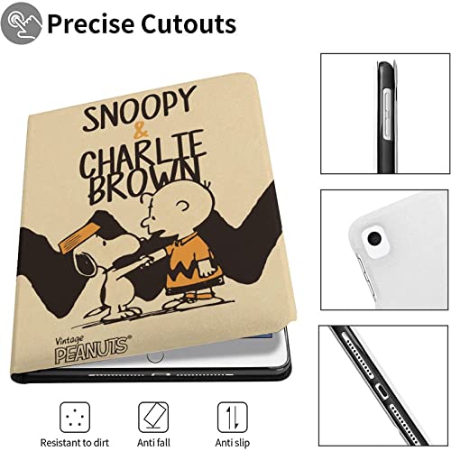 【iPad 9世代/iPad 10世代/iPad Air4/iPad Air5に適応】ミッフィー スヌーピー アイパッドケース カバー ペン収納付き TPU オートスリープ 全面保護 スタンド機能 かわいい 10.2インチ 10.9インチ キャラクター (iPad Air4/Air5・10.9inch, スヌーピー・チャリーブラウン)