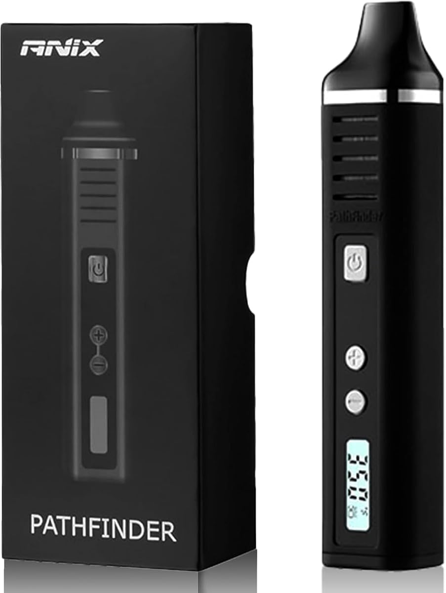 Dry Herb Vaporisers Stainless Steel Heating Chamber 1800mAh Battery Dry Herb Vaporizer with Display, Isolated Air Path-Black(No Nicotine)