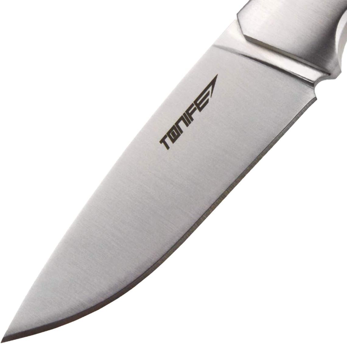 TONIFE Farmer Full Tang Fixed Blade Hunting Knife with Natural Rosewood Handle and Leather Sheath