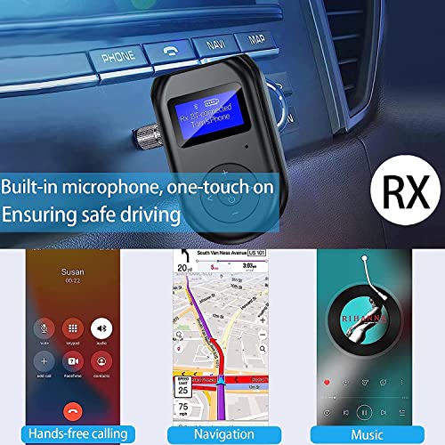 Bluetooth Transmitter Receiver, Low Latency 4-In-1 Wireless Bluetooth 5.0 Audio Aux Adapter With Display Screen For Car/Home Stereo System, Tv,Pc #TOP4