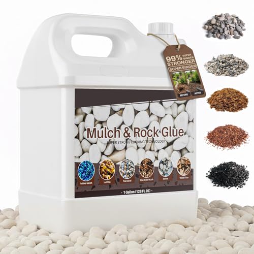 NZDWZND Mulch Glue  1 Gal (128 OZ) Ultra Concentrated Rock Glue for Landscaping Gravel Binder & Stone Adhesive Fast-Dry Wide Coverage & Pet Safe Mulch Glue for Rocks Pine Straw Stones Pebbles