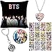 Kpop BTS Merchandise,BTS Gifts Set,Set de Regalo para Fans,BTS Funda de Almohada Cojin BTS, 12 BTS Pegatinas,1 BTS Collar,1 Llavero,1 Broche