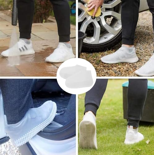 FaJoek Wasserdichte Silikon Überschuhehe Outdoor, Silikon Regenüberschuhe, Rutschfeste Silikon Regenüberschuhe, Regen-SchuhüBerzieher für Regen, Schnee, Wüstenstrand (Schwarz, XL)