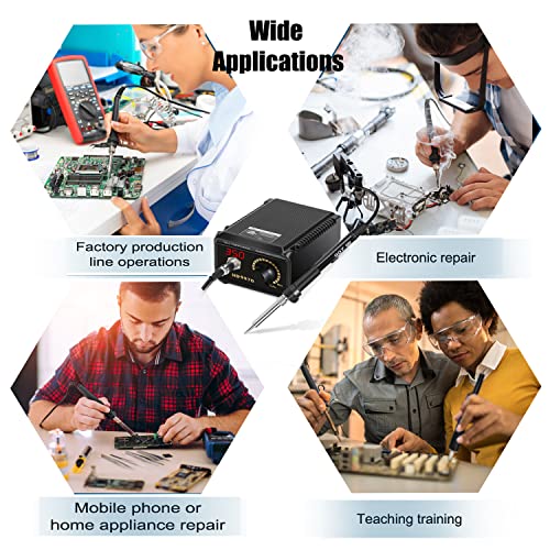 60W Soldering Station，Anti-Static Digital Solder Iron Station Kit，Esd Safe, With °C/°F Display,Equivalent With Precision Heat Control (392°F To 896°F) And Built-In Transformer,Diy Tools #TOP5